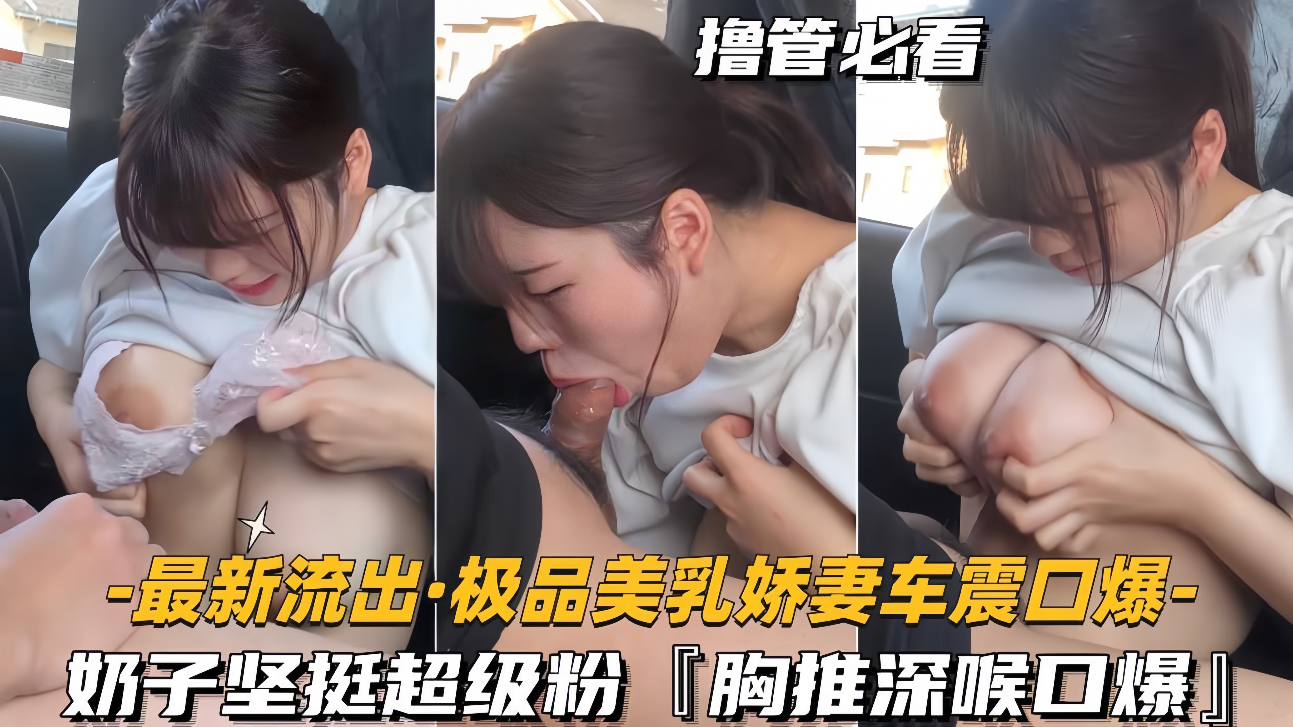 【最新泄密-极品美乳娇妻车震口爆】奶子坚挺超级粉，胸推深喉口爆}