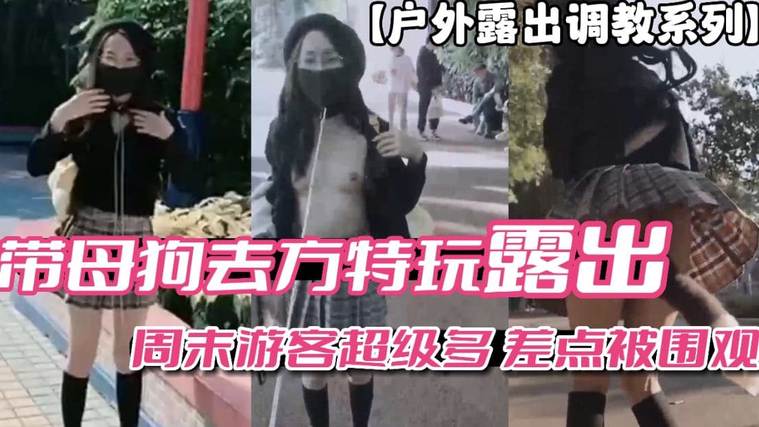 【户外露出调教系列】带母狗去方特玩露出周末游客多差点被围观}