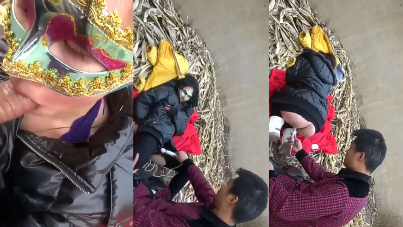 农村少妇和老公在田间干枯的蓄水池里啪啪}