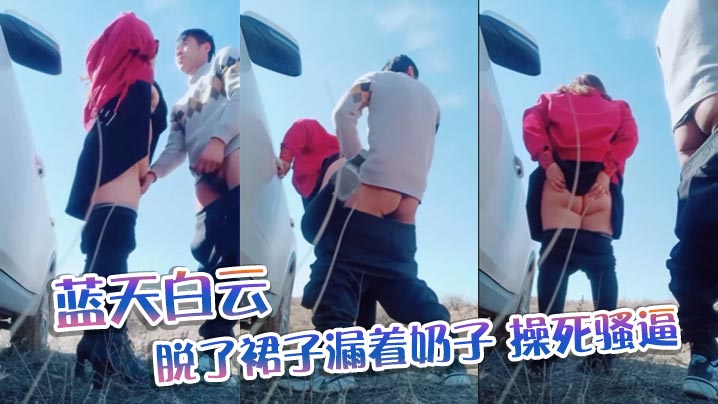 蓝天白云,脱了裙子漏着奶子，操死骚逼}